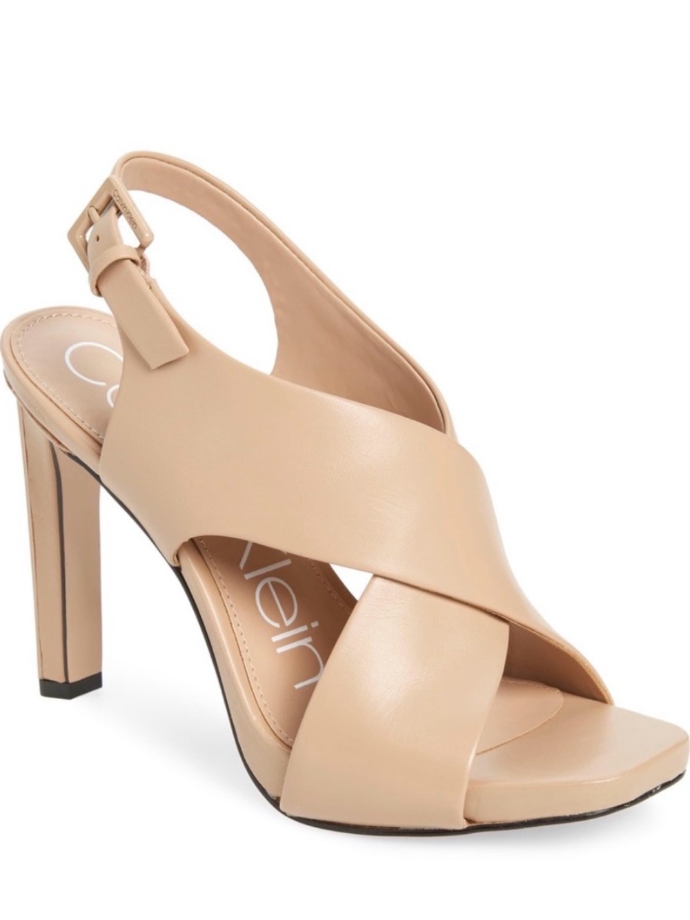 Calvin Klein Beige Crisscross Slingback High Heel Sandal